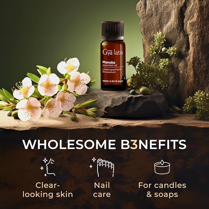 Gya Labs Manuka Essential Oil for Skin - 0.34 Fl Oz - 100% Pure Natural Manuka Oils for Skin, Nails, Candle Making & Aromatherapy - Herbaceous & Earthy Scent
