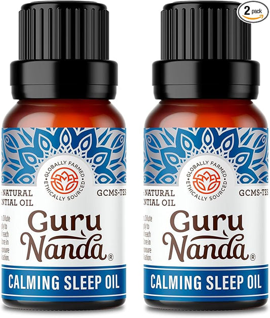 GuruNanda Calming Sleep Essential Oil (2x0.5 Fl Oz) - 100% Pure, Natural & Undiluted Aromatherapy Oil for Diffusers - Promotes Calmness & Relaxation