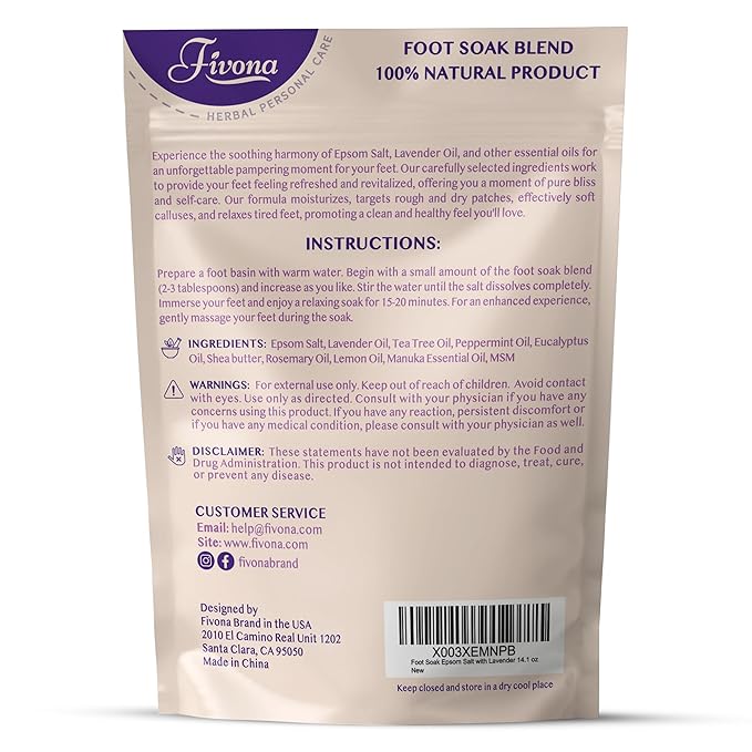 Fivona Foot Care Kit 2 in 1 - Foot Soak Blend with Epsom Salt, Lavender and Essential Oils - Expandable Foot Soak Basin - Pedicure Spa Soak for Tired Feet, Cracked Heels, Stubborn Foot Calluses