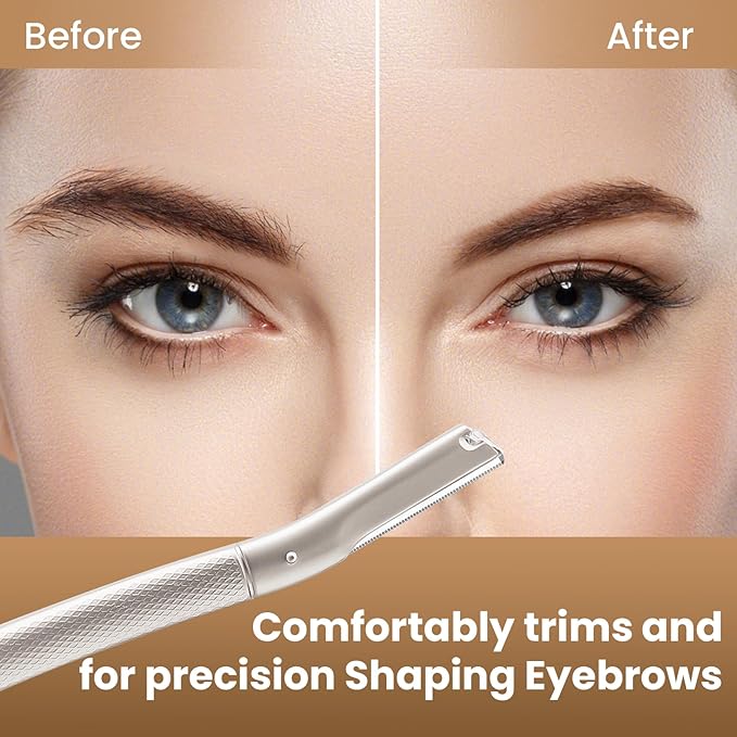 Eyebrow Razor Dermaplaning Tool with 10 Blade Refills Exfoliating Face Razors for Women Facial Razor for Peach Fuzz and Eyebrow Hair Removal