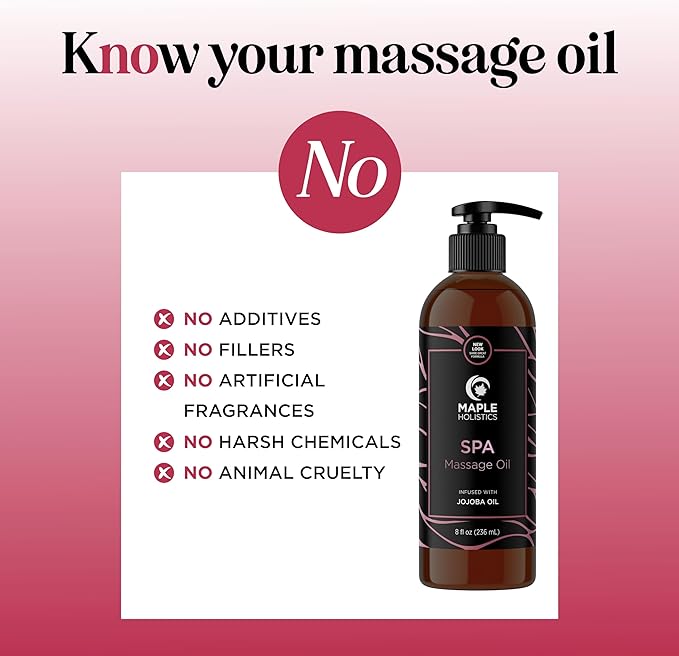 Calming Massage Oil for Massage Therapy - Home Spa Full Body Massage Oil for Sore Muscles for Pro or Home Use with Moisturizing Sweet Almond Oil and Lavender Essential Oil - Non Greasy or Staining