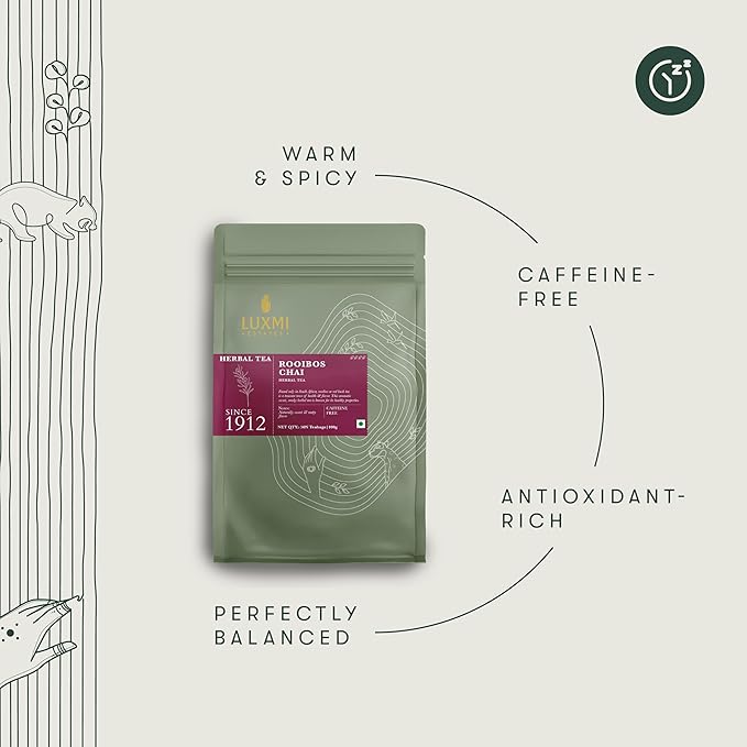 Luxmi Estates - Rooibos Chai - Organic Rooibos Tea with Spices - 50 Tea Bags | Limited Fall Tea | Special Edition Autumn Tea with Cinnamon, Cardamom and Clove | Perfect for Moments of Relaxation and Tranquility