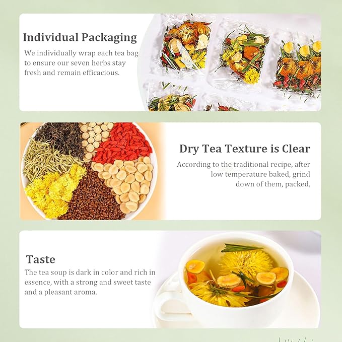 Dandelion Wolfberry Tea, Supports Kidneys & Liver Health Tea, Seven Herbal Ingredients Natural Blend, Dandelion Chinese Wolfberry Tea Bags, Dandelion Tea Organic, 120g Per Pack (2 Bags / 24 Pcs)