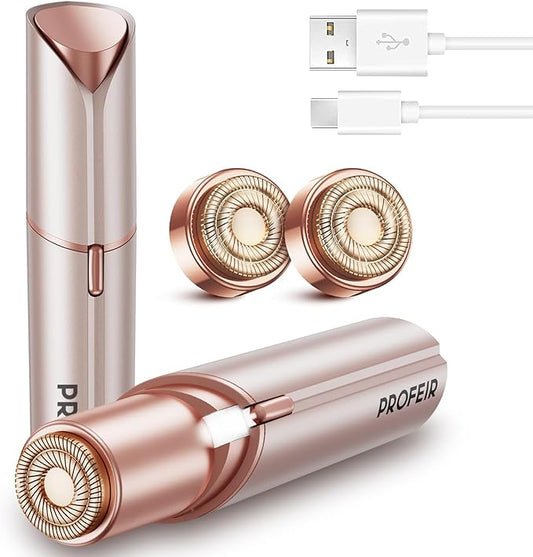 Facial Hair Removal for Women: Electric Hair Removal Device - Rechargeable Painless face Razor for Chin Upper Lip Peach Fuzz with Light (Pink)