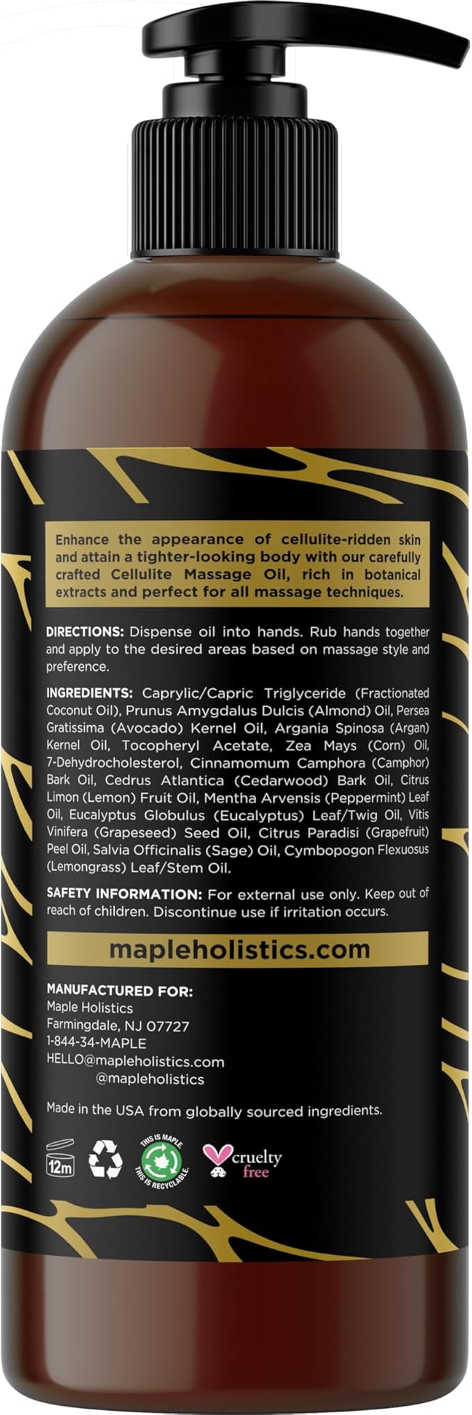 Advanced Anti Cellulite Massage Oil - Skin Tightening Anti Cellulite Oil for Thighs and Bum - Loose Skin Firming Body Oil for Massage Tools with Body Sculpting Essential Oils for Skin (Citrus Scent)