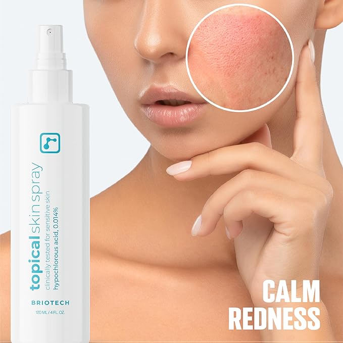 BRIOTECH Topical Skin Spray, Hypochlorous Acid Spray for Sensitive Skin, HOCl Facial Mist, Full Body Support Against Irritation, Calm Redness, Soothe Foot & Scalp, Travel Size 2 oz (2 Pack)