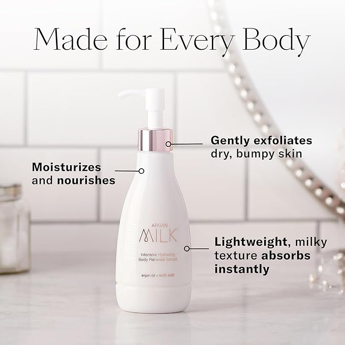 Josie Maran Argan Milk Body Serum - Nourishing Body Milk Enriched with Argan Oil to Deeply Hydrate Skin - Enriched with Pineapple Enzymes to Gently Exfoliate (13.4 Oz)