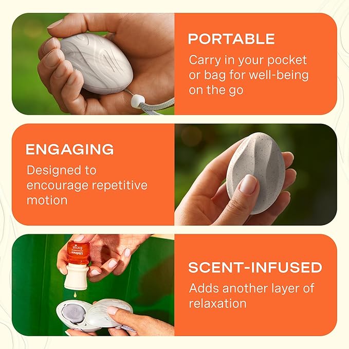 Lifelines Scent-Infused Grounding Stones, 2-Pack, Classic Pack - Portable Fidgets for Adults with Essential Oil Blend & Diffusion Stones for Sensory Immersion - Calming Waterless Passive Diffuser