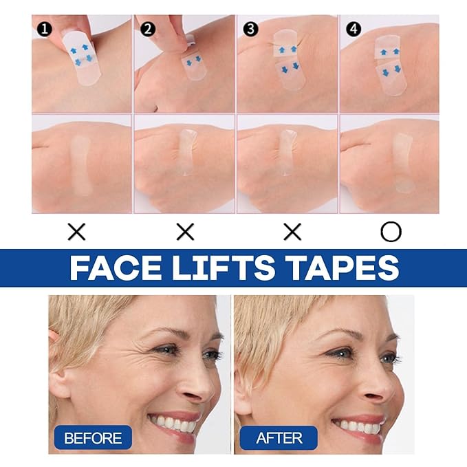 Face Lift Tape，60PCS Neck Tape Lifting Invisible Instant Face Tape for Wrinkles Overnight Sagging Skin Double Chin