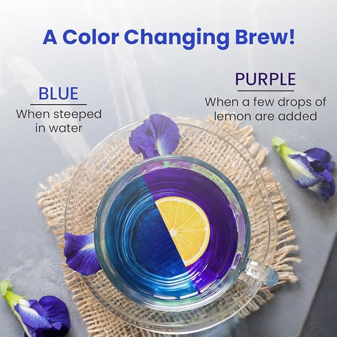 BLUE TEA - Butterfly Pea Flower Tea - 0.35 Oz (20+ Cups) Loose | ANTIOXIDANT RICH | Caffeine Free - Detox Tea - Flower Based - Herbal Tea - Non-Bitter - Vegan - Non-GMO | Zipper Pouch