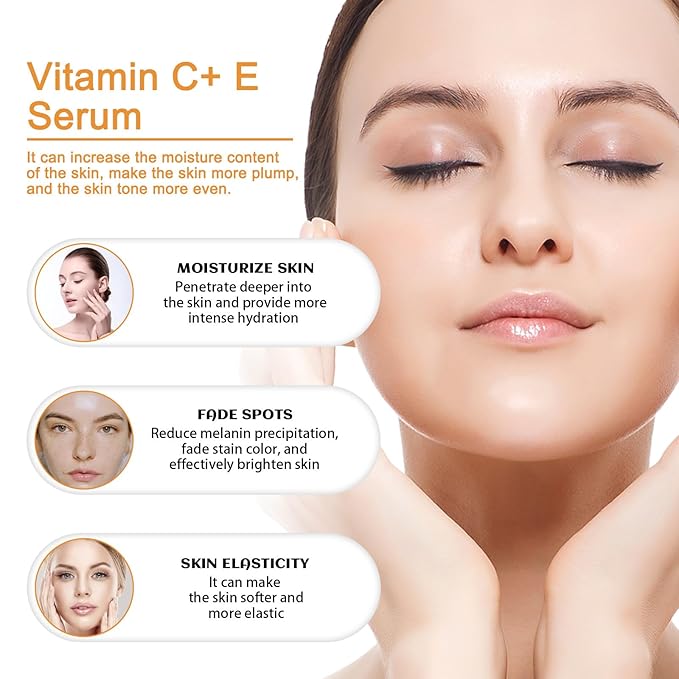 Vitamin C Face Serum, Vitamin CE Serum with Ferulic Acid, Vitamin E and Ferulic Serum Skin Care Vitamin C Serum for Face Anti Aging Face Care 1 Oz