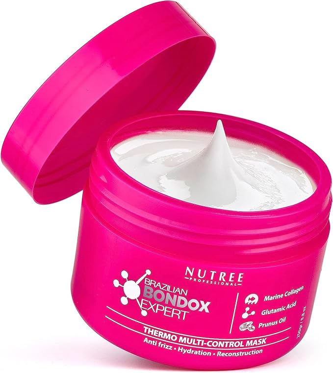 HAIR MASK FOR DAMAGED HAIR BRAZILIAN BONDOX TREATMENT 8.8oz Thermal Activated Mask for Dry Frizzy Hair | Formaldehyde Free Cruelty Free,Results for up to 1-3 months, Almond Hair Oil, Collagen seaweed