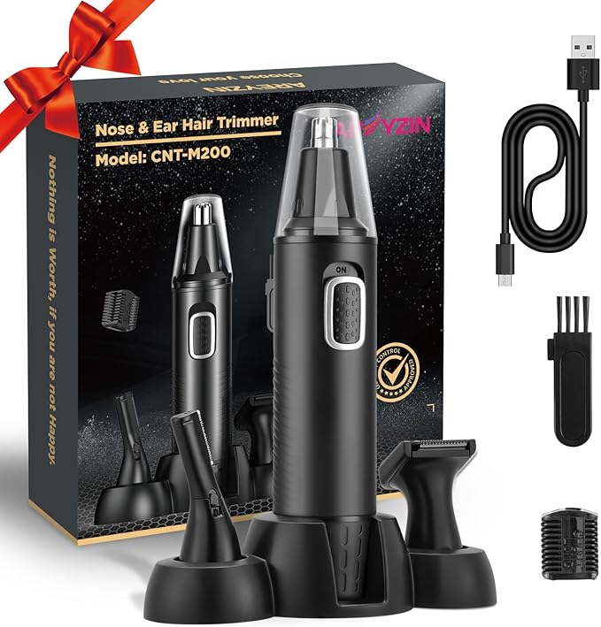AREYZIN Nose Hair Trimmer 3-in-1 Versatile Rechargeable Ear and Nose Trimmer for Men&Women Painless Electric Shaver Grooming Kit for Ear Beard Facial Pubic Hair Wet Dry Use
