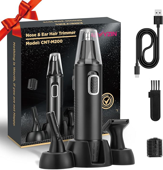 AREYZIN Nose Hair Trimmer 3-in-1 Versatile Rechargeable Ear and Nose Trimmer for Men&Women Painless Electric Shaver Grooming Kit for Ear Beard Facial Pubic Hair Wet Dry Use
