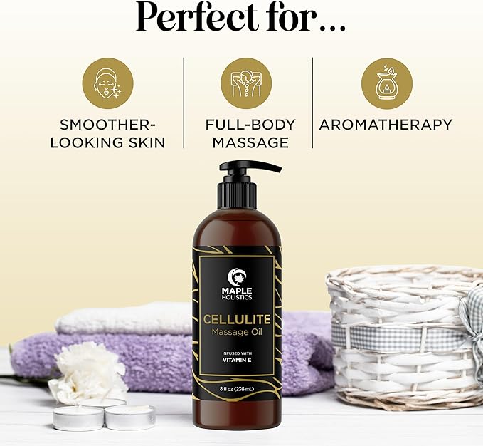 Advanced Anti Cellulite Massage Oil - Skin Tightening Anti Cellulite Oil for Thighs and Bum - Loose Skin Firming Body Oil for Massage Tools with Body Sculpting Essential Oils for Skin (Citrus Scent)