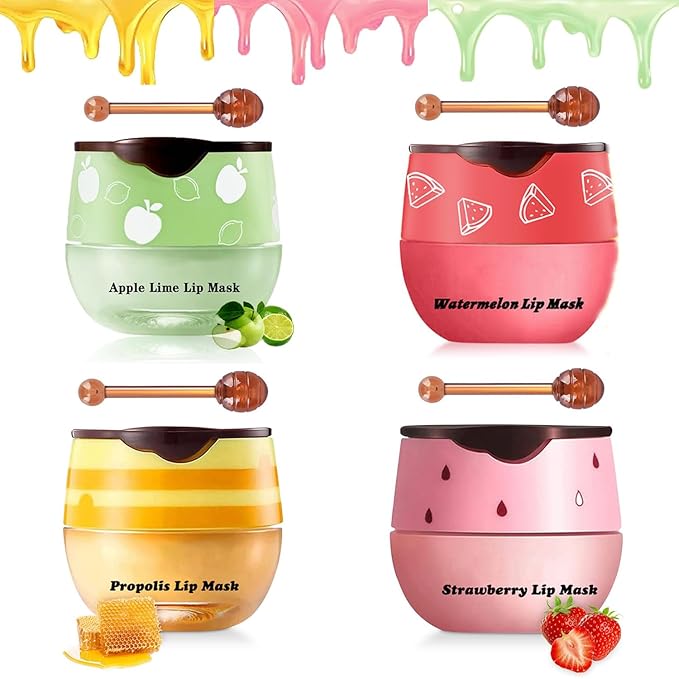 4PCS Bee Lip Balm Honey Pot,Honey Hydrating