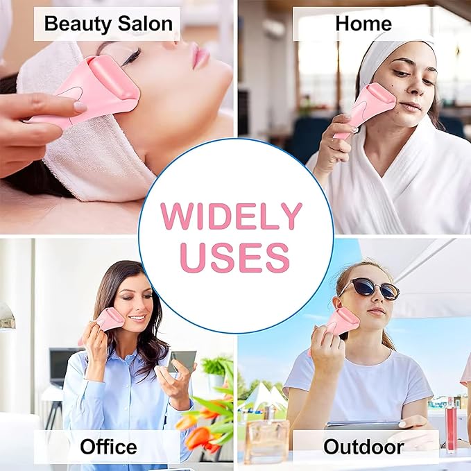 Ice Roller for Face, Contour Cube Ice Roller Cold Roller for Wrinkles and Lifting,Face & Eye Puffiness Relief Women Skin Care Ice Mold(Pink)