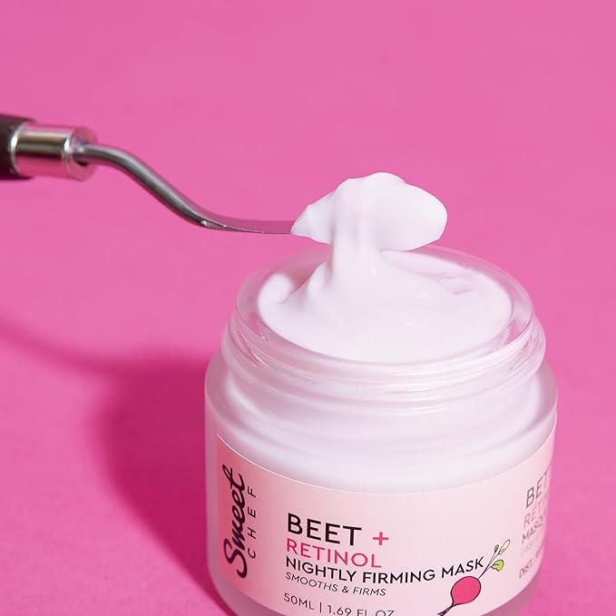 Sweet Chef Beet + Retinol Nightly Firming Mask - Beet Root Extract + Smoothing Retinol Night Cream Mask - Vegan Overnight Face Mask with Squalane + Hyaluronic Acid (50ml / 1.69 fl oz)