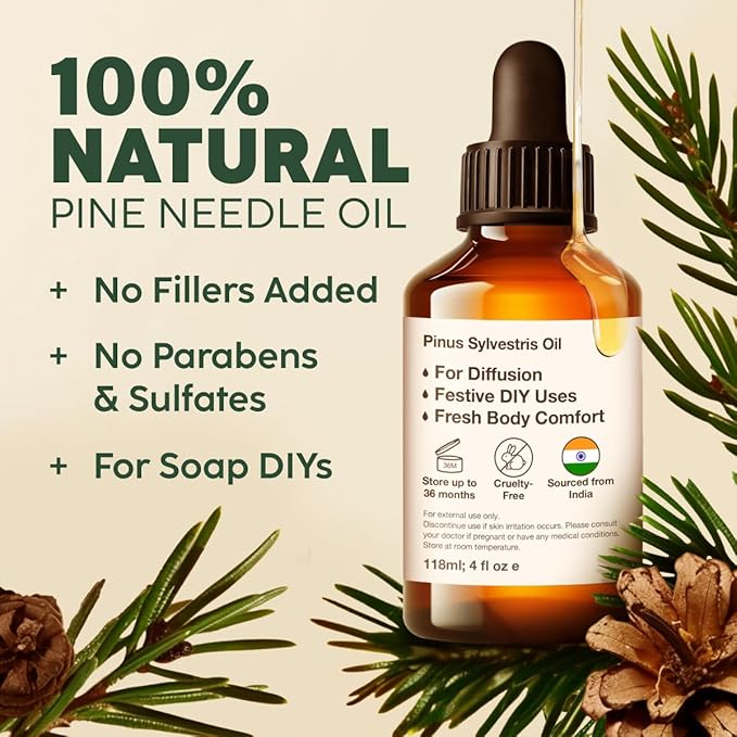 Kukka Pine Essential Oil for Diffuser - 4 Fl Oz - 100% Pure Natural Pine Oil, Woody Scent, for Candle & Soap Making Scent DIY