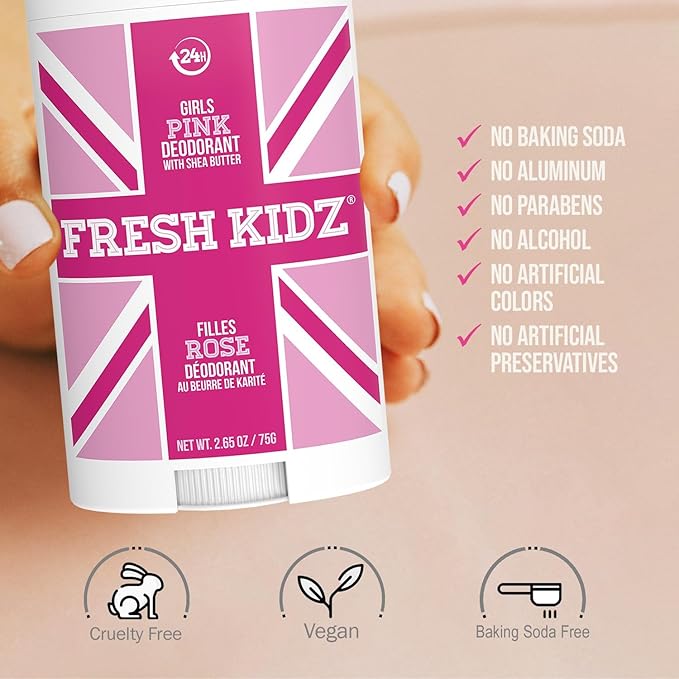 Fresh Kidz Body Wash 16.9 fl.oz. and Stick Deodorant 2.65 oz for Kids and Teens - Girls "Pink" Set