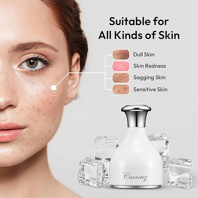 carrotez Ice Roller for Face and Eye Facial Massage Tool, Cooling and Rolling Women Skin Care Cooling for Relaxing and Relieve Fine Lines and Wrinkles and Reduce Puffiness (White)