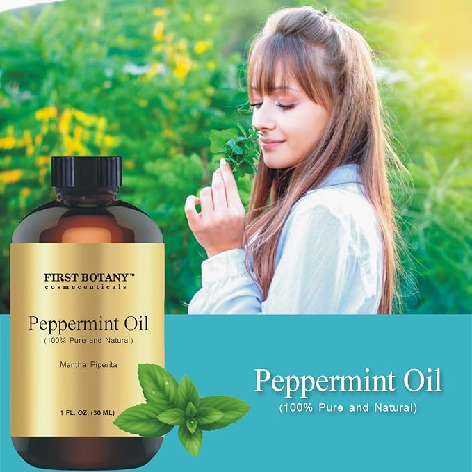 First Botany, 100% Pure Peppermint Oil - Premium Peppermint Essential Oil for Aromatherapy, Massage & Household Uses - 1 fl oz
