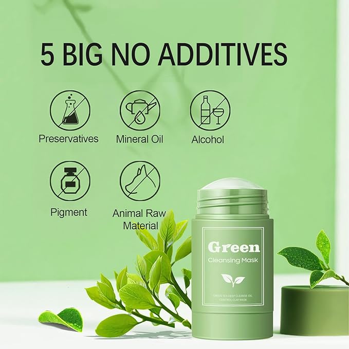 Green Tea Purifying Clay Face Mask, Blackhead Remover With Green Tea Extract, Face Moisturizing，Deep Pore Cleansing for All Skin Types of Men And Women (1 PCS)