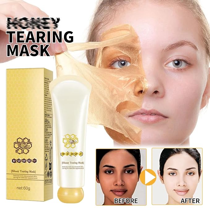 Glowtulip Honey Tearing Mask, Blackhead Control Honey Peel Mask for Face,Face Deep Cleasing & Moisturizing Mask,For All Skin (1PC)