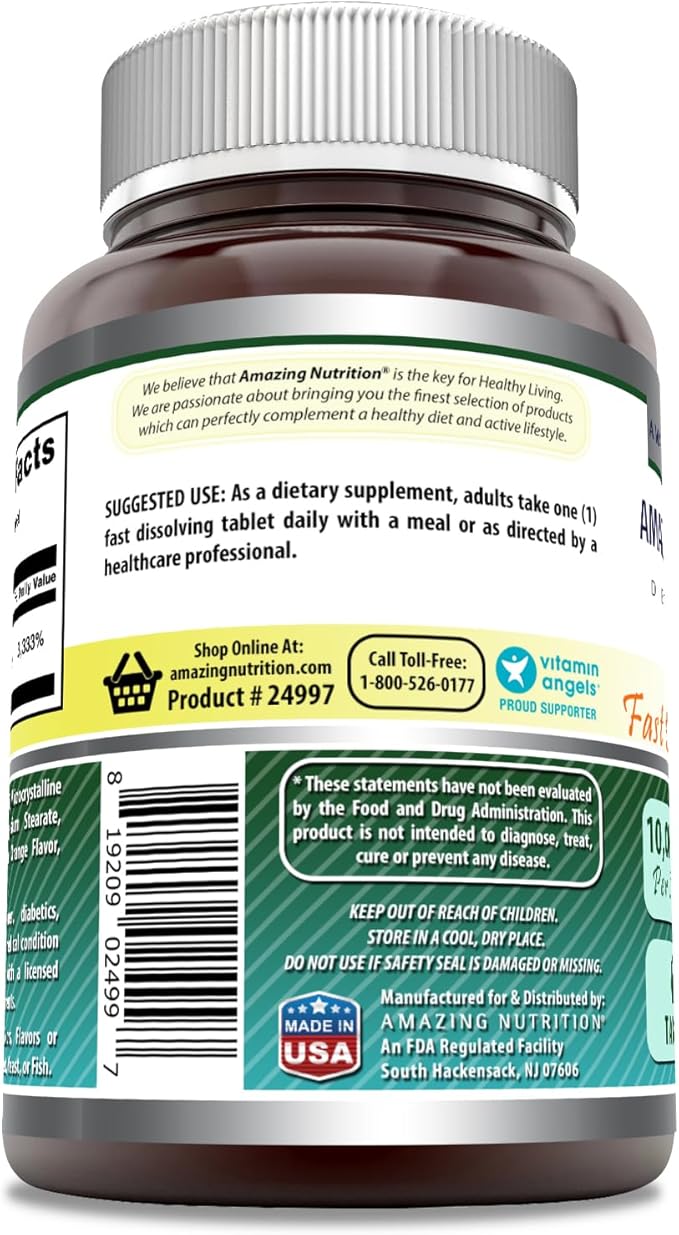 Amazing Formulas Biotin 10,000 mcg | Fast Dissolve Tablets | Non-GMO | Gluten Free Supplement | Made in USA (Citrus | 60 Count)