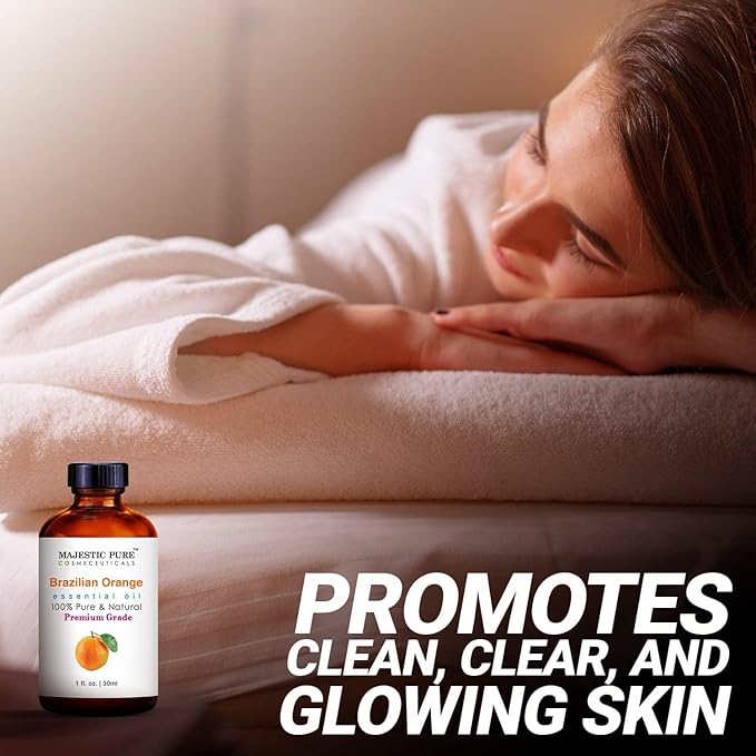 MAJESTIC PURE Brazilian Orange Essential Oil | 100% Pure and Natural Brazilian Oil | Premium Grade Essential Oils for Hair Care, Home Diffusers, Skin, Aromatherapy, Massage and Humidifiers | 1 Fl Oz