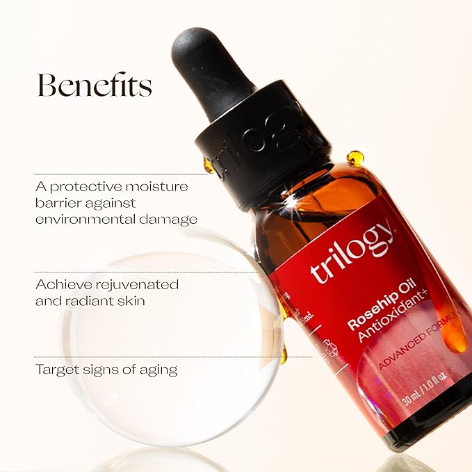 Trilogy Certified Organic Rosehip Oil Antioxidant+ Duo, With Enriching Antioxidants & Essential Fatty Acids, 1.0 fl oz Each