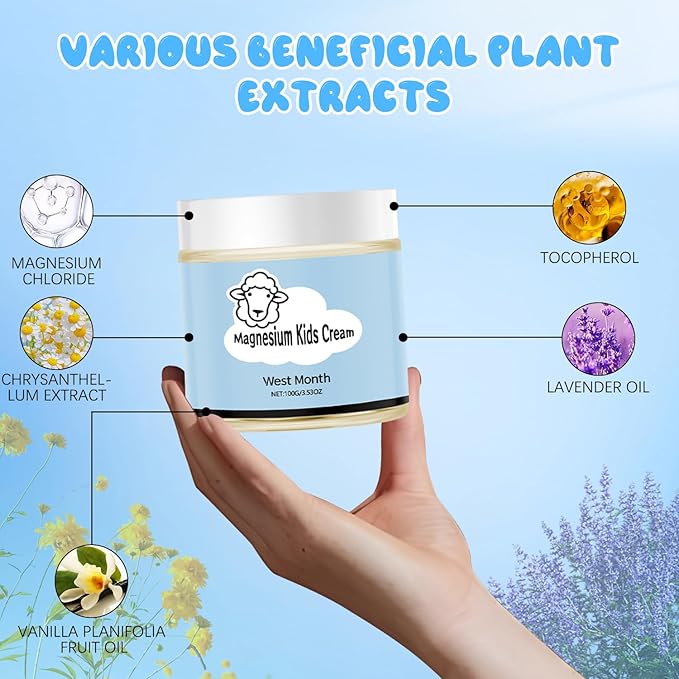 2Pcs Magnesium Lotion for Kids, Juniors Bedtime Lotion By 8 Sheep Kids, Magnesium L otion For Sleep, Gentle Natural Calming Cream for Restful Sleep, Relaxation (200g/7.06oz)