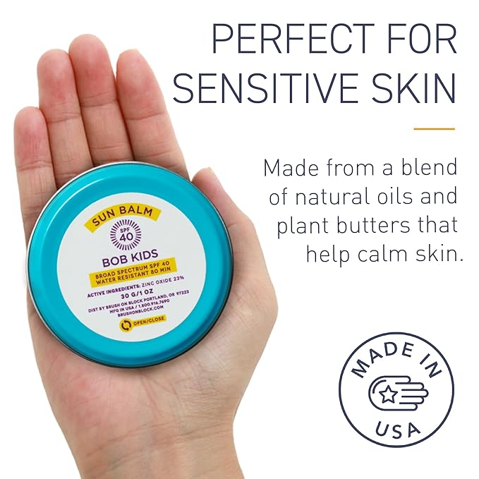 BOB KIDS Balm, SPF 40 Broad Spectrum Mineral Sun Protection, Hydrating, Perfect for Winter and Water Sports, Safe for Sensitive Skin, For All Ages