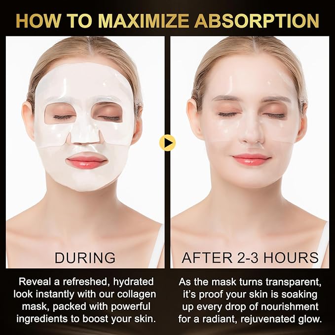 Advanced Snail Mucin Glass Glow Hydrogel Face Mask,Snail Mucin Serum Masks,Hydrating Collagen Face Masks Anti Wrinkle Deep Moisturizing Snail Mucin Masks Anti Aging for All Skin Types