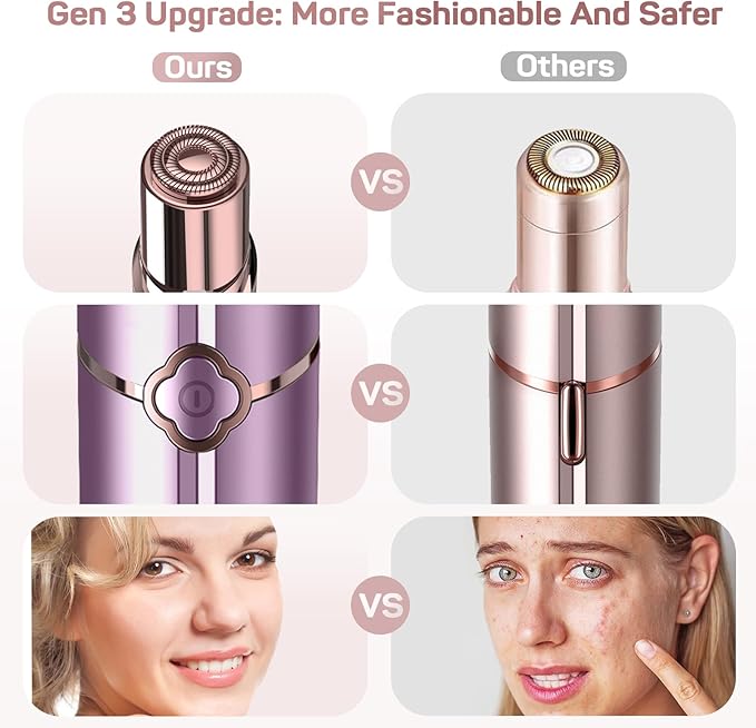 Facial Hair Removal for Women, Painless Electric Facial Hair Remover for Face, Chin，Upper Lip with USB Rechargeable