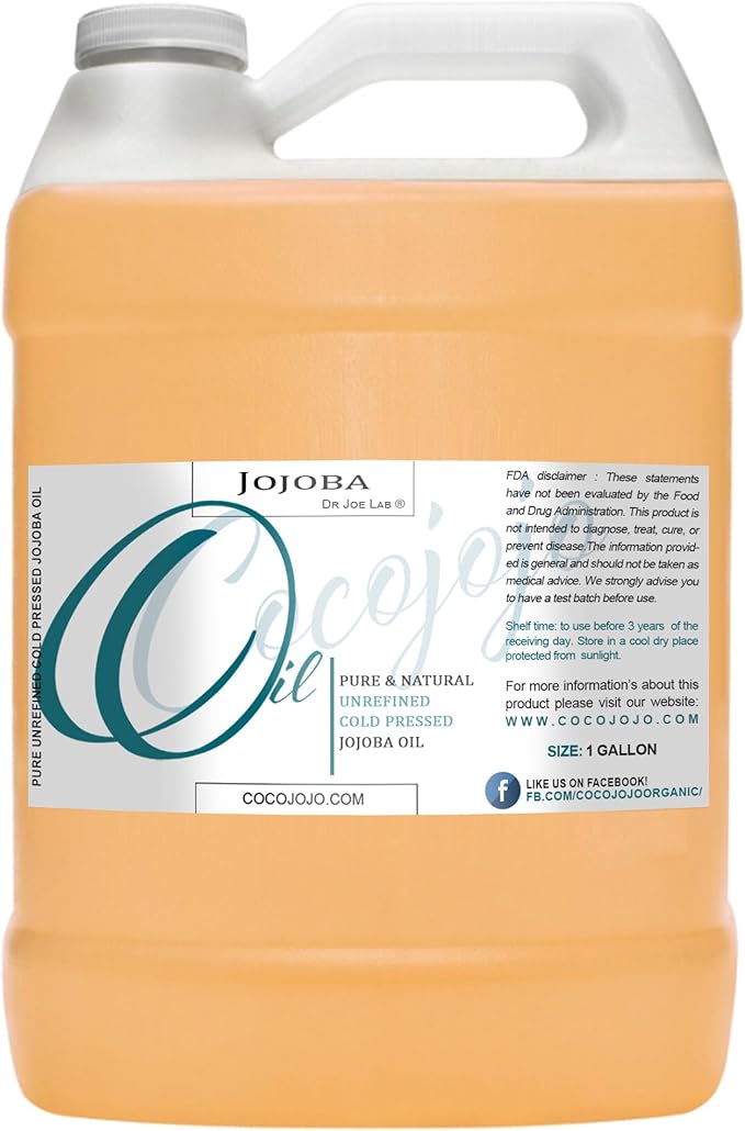 Dr Joe Lab Jojoba Oil Organic, Jojoba Oil for Hair Growth, Jojoba Oil for Skin, Jojoba Oil for Face, 100% Pure Natural, Cold Pressed, Deep Moisturizing Anti-Aging, Essential Oils -128 Fl Oz