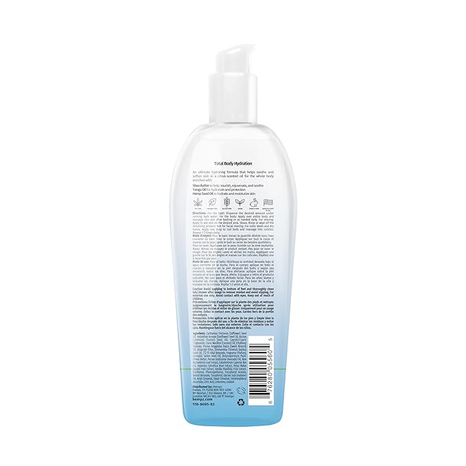 HEMPZ Triple Moisture Fresh Citrus Herbal Hydrating Multi-Purpose Body Oil for Face or Body - Moisturizing Bath, Shower, or Shaving Oil for Dry or Sensitive Skin for Women & Men, 6.76 Oz