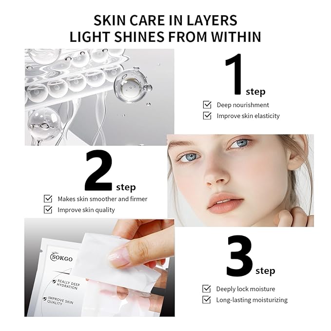 Low Molecular Weight Collagen Overnight Hydrogel Mask, Enhances Skin Elasticity, Reduces Pores, Transforms from White to Transparent Upon Absorption Skin Care Treatment，