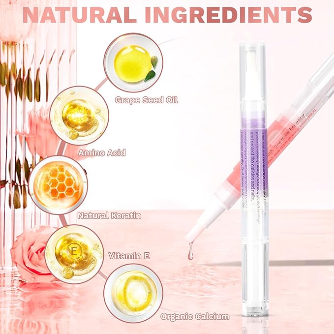 Meschett 2PCS Cuticle Oil Pens for Nail Care,Cuticle Revitalizer Oil Pen with Soft Brush,Cuticle Oil to Prevent Nail Cracking and Dry (Cherry & Lavender Flavor)