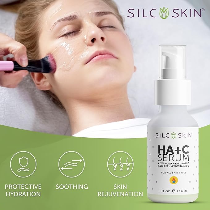 SilcSkin HA+C Serum - Hyaluronic Acid plus Vitamin C For All Skin Types, For Ultimate Hydration, 1 Fl. Oz.
