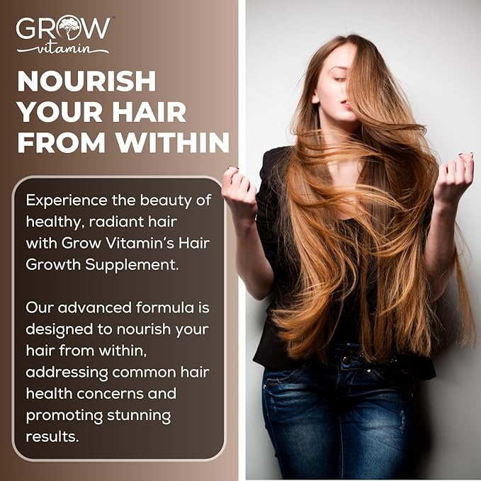 grow vitamin All in One Hair Formula for Men & Women - Advanced Hair Formula Includes Biotin, Saw Palmetto, DHT Blocker & Trace Minerals - Hair Supplement for Hair, Skin & Nails - 90 Capsules