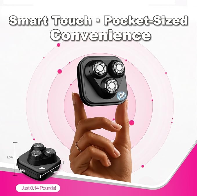 Facial Hair Removal for Women, 3D Floating Blade Rotary Razor, Wet/Dry Electric Shaver, Portable & USB Rechargeable Epilator Hair Remover for Face, Upper Lip, Chin, Arms & Legs (Black)