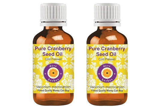 Deve Herbes Pure Cranberry Seed Oil (Vaccinium macrocarpon) Cold Pressed (Pack of Two) 100ml X 2 (6.76 oz)