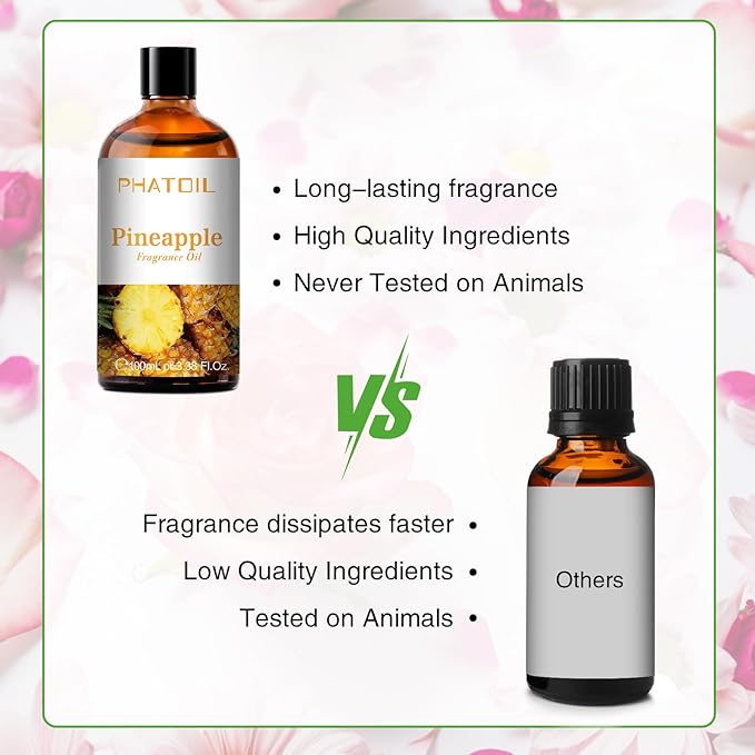 3.38FL.OZ Pineapple Fragrance Oils for Aromatherapy, Essential Oils for Diffusers for Home, Perfect for Diffuser, Yoga, Skin Care, DIY Candle and Soap Making - 100ml