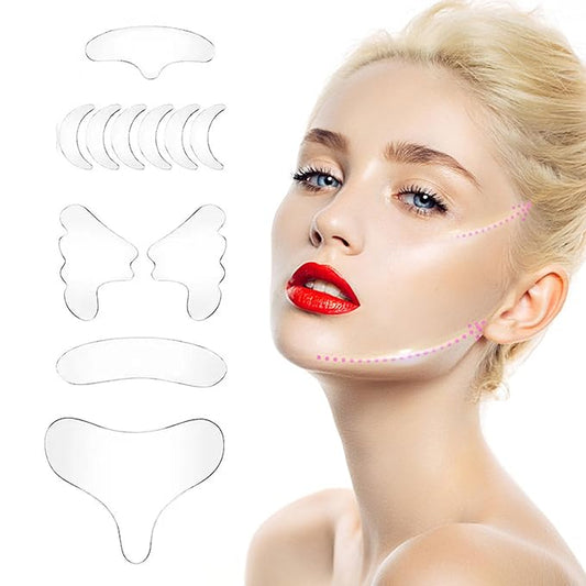 ACADA Anti Wrinkle Patches – Reusable Silicone Face Patches for Forehead Eyes Mouth Neck and Chest Wrinkle Patches for Firming & Lifting (Gel Patches 11pcs)