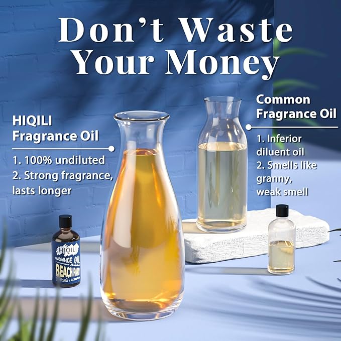 HIQILI Beach Party Fragrance Oil 100ml for Diffuser Car Freshies, Clean Fresh Scent for Candle Making Soap Laundry 3.38 Fl Oz