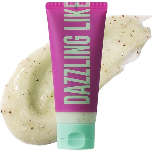 [Dear Doer] Dazzling Body Scrub in Tube - Radiant & Gentle Exfoliator with Grapeseeds & Plant-Derived Cellulose to Remove Dead Skin Cells with Vitamin C, Fresh Floral Scent, Vegan, 3.38 fl oz (100 ml)