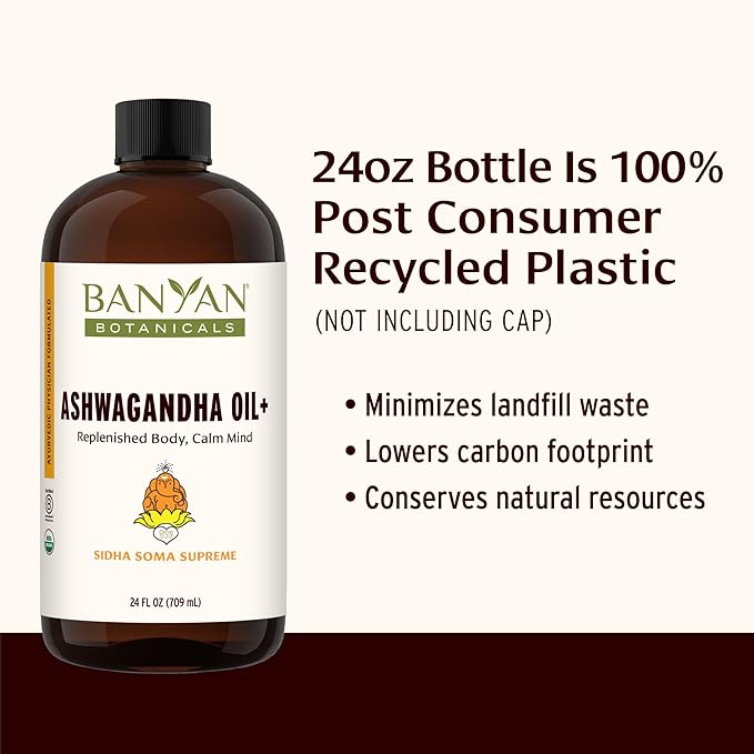 Banyan Botanicals Ashwagandha Oil+ – Organic Herbal Oil – Comforting Sore Muscle Massage Oil for Relaxation & Post-Workout Recovery – 24 oz – Non GMO Sustainably Sourced Ayurvedic Physician Formulated