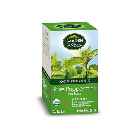 Garden Of The Andes Pure Peppermint Herbal Tea -20 Individually Wrapped Tea Bags - Caffeine Free
