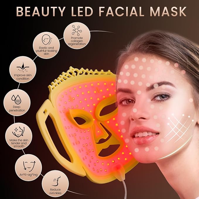 Red Light Therapy for Face Mask, Infrared Face Mask, 7 Colors Facial Mask Machine, Silicone Led Face Mask Light Therapy, Blue Light Face Mask at Home, Light Therapy Face Mask for Travel Spa